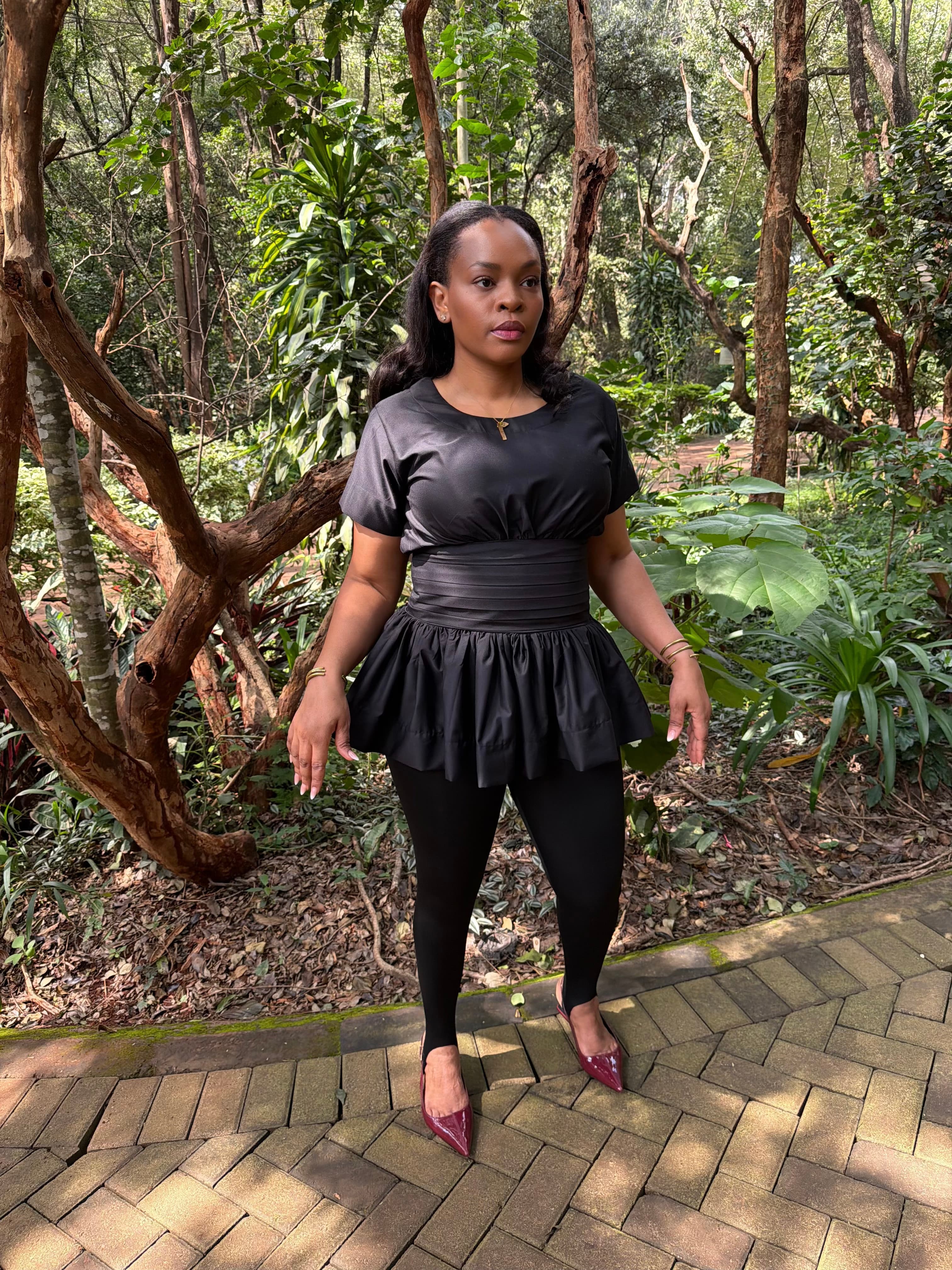 Lulu Peplum Top — Black 2