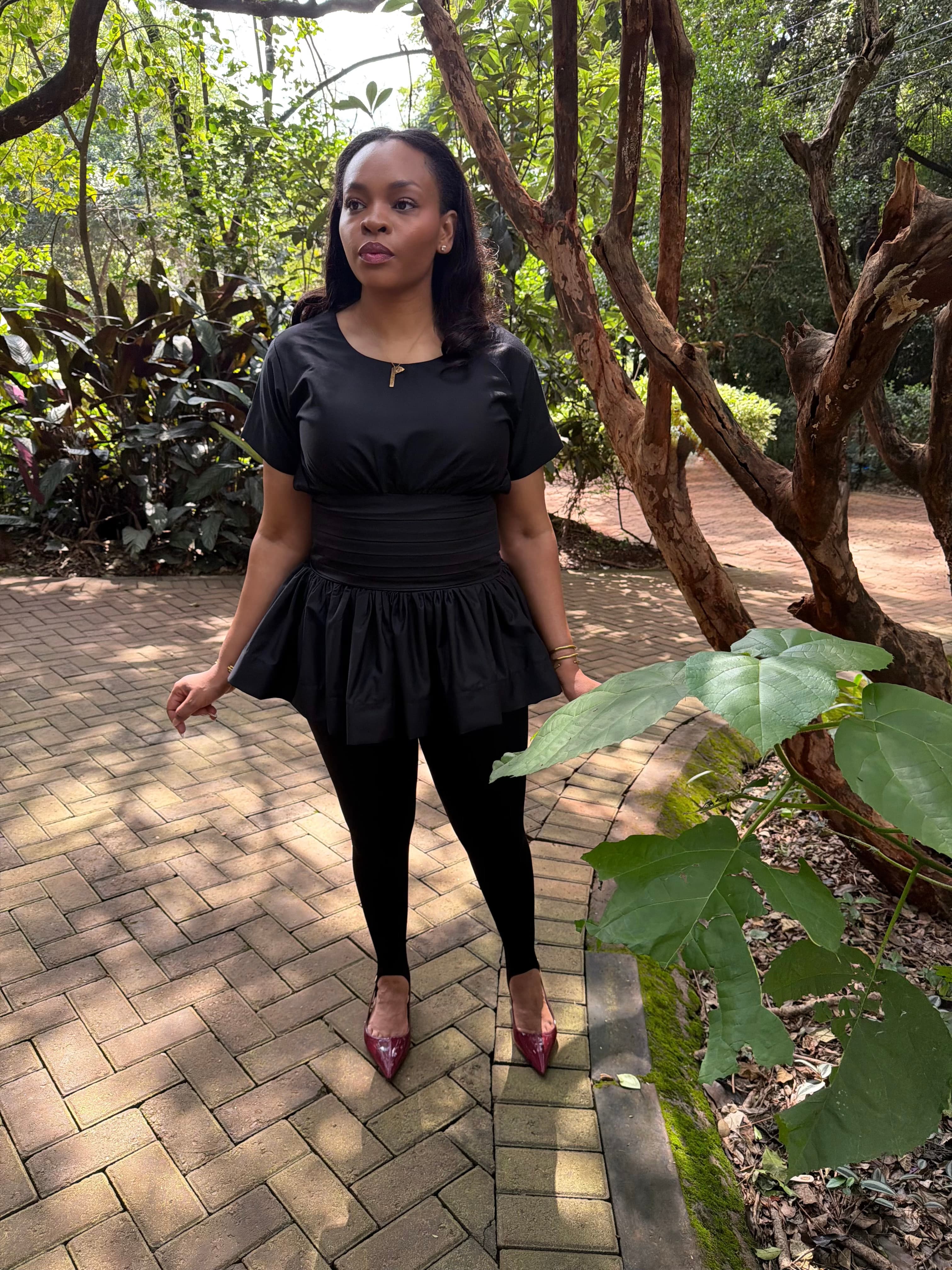 Lulu Peplum Top — Black 4