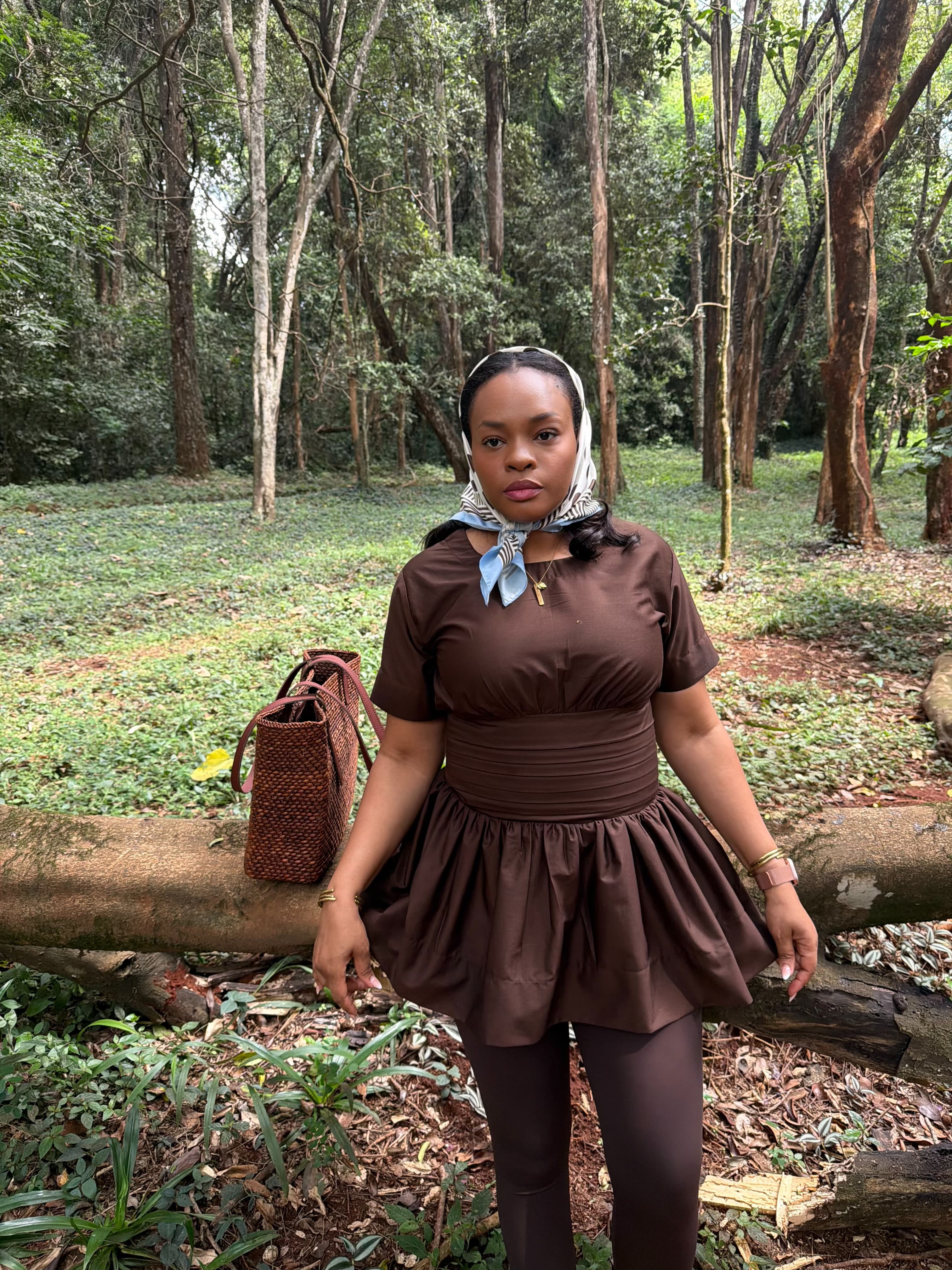 Lulu Peplum Top — Brown 2