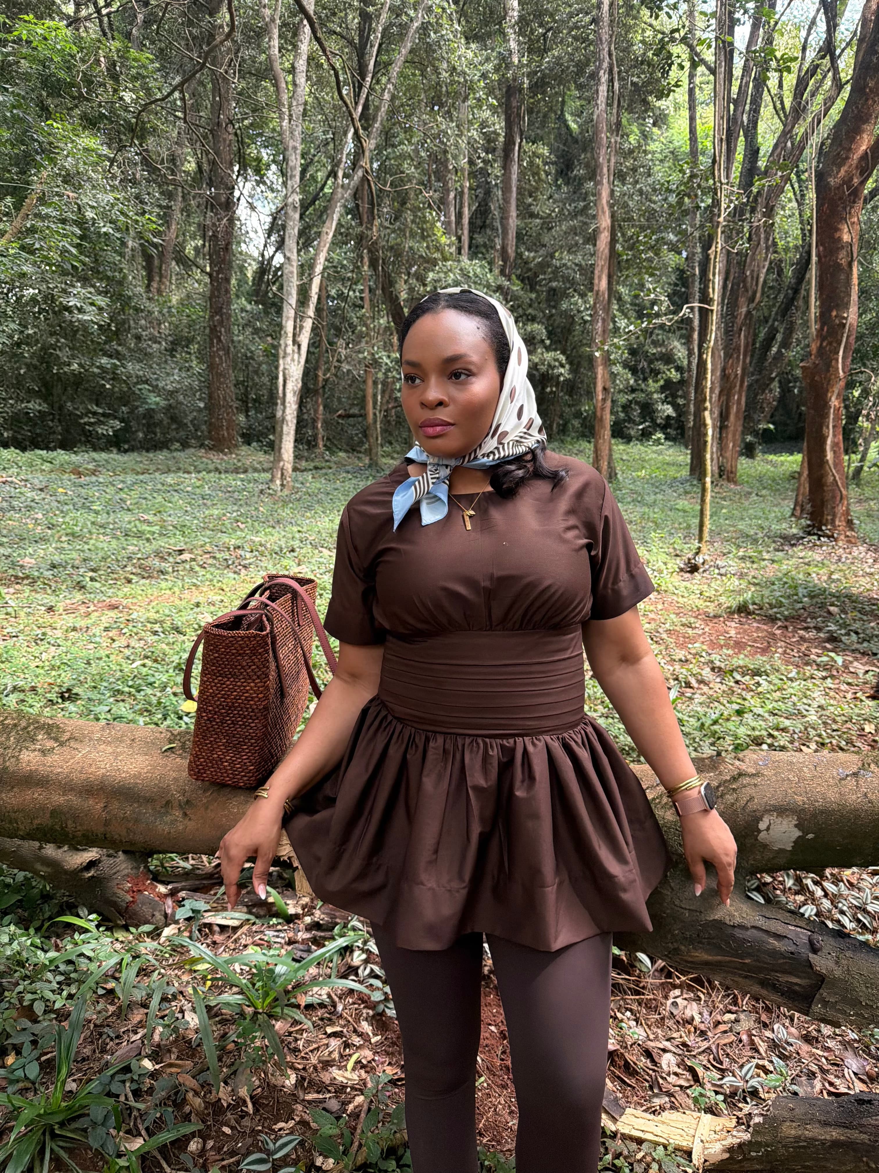 Lulu Peplum Top — Brown 3