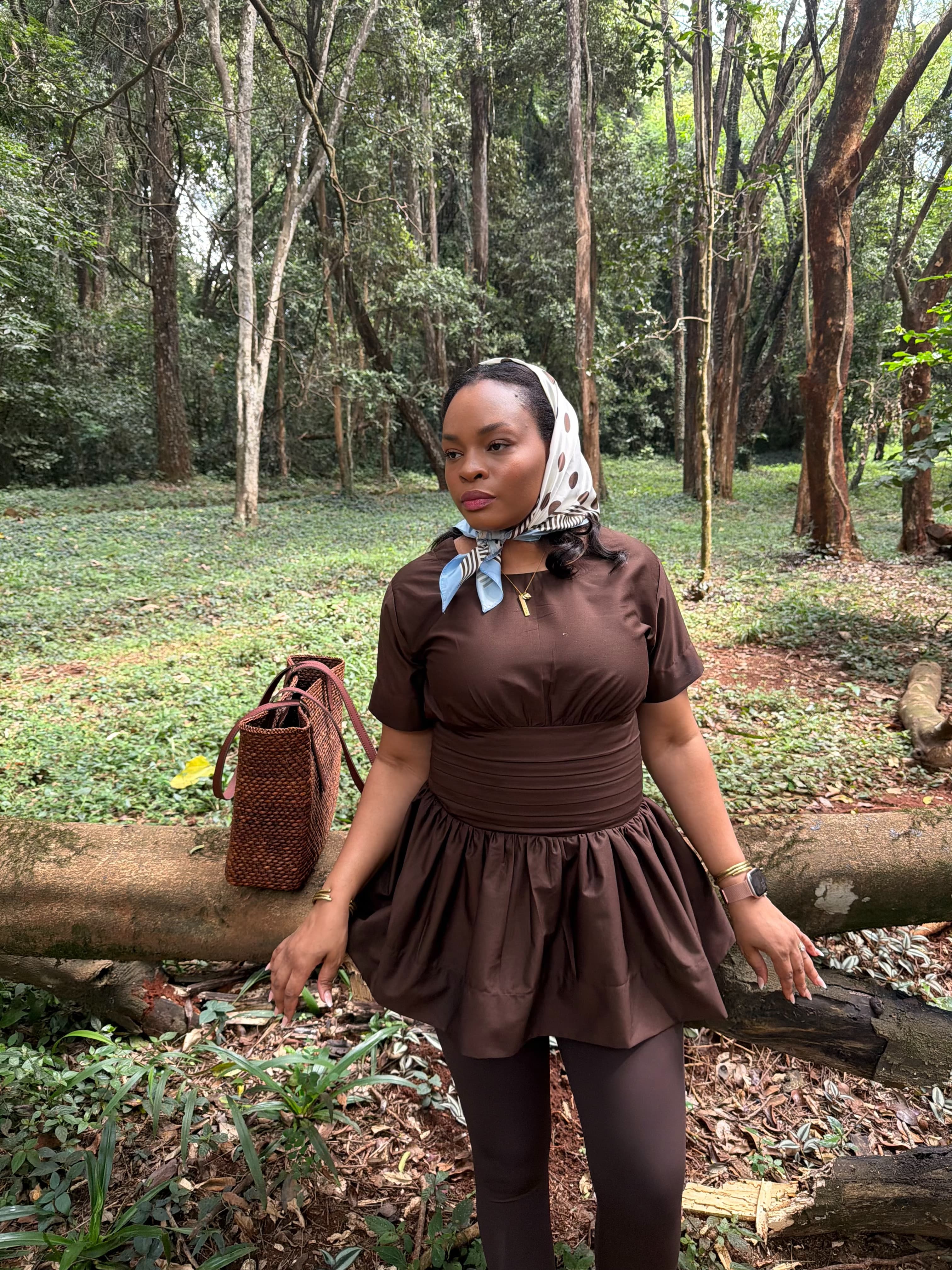 Lulu Peplum Top — Brown 4