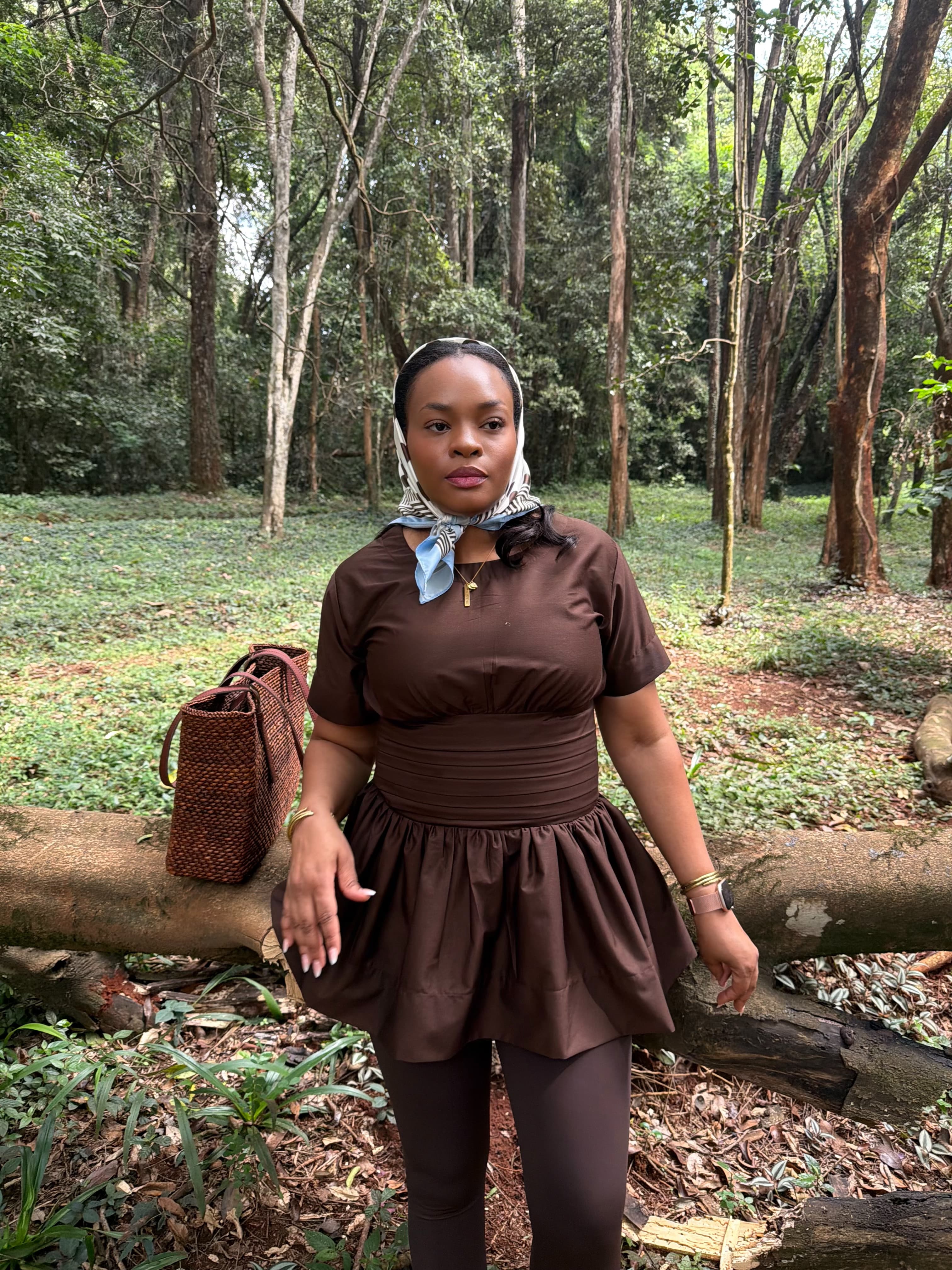 Lulu Peplum Top — Brown 5