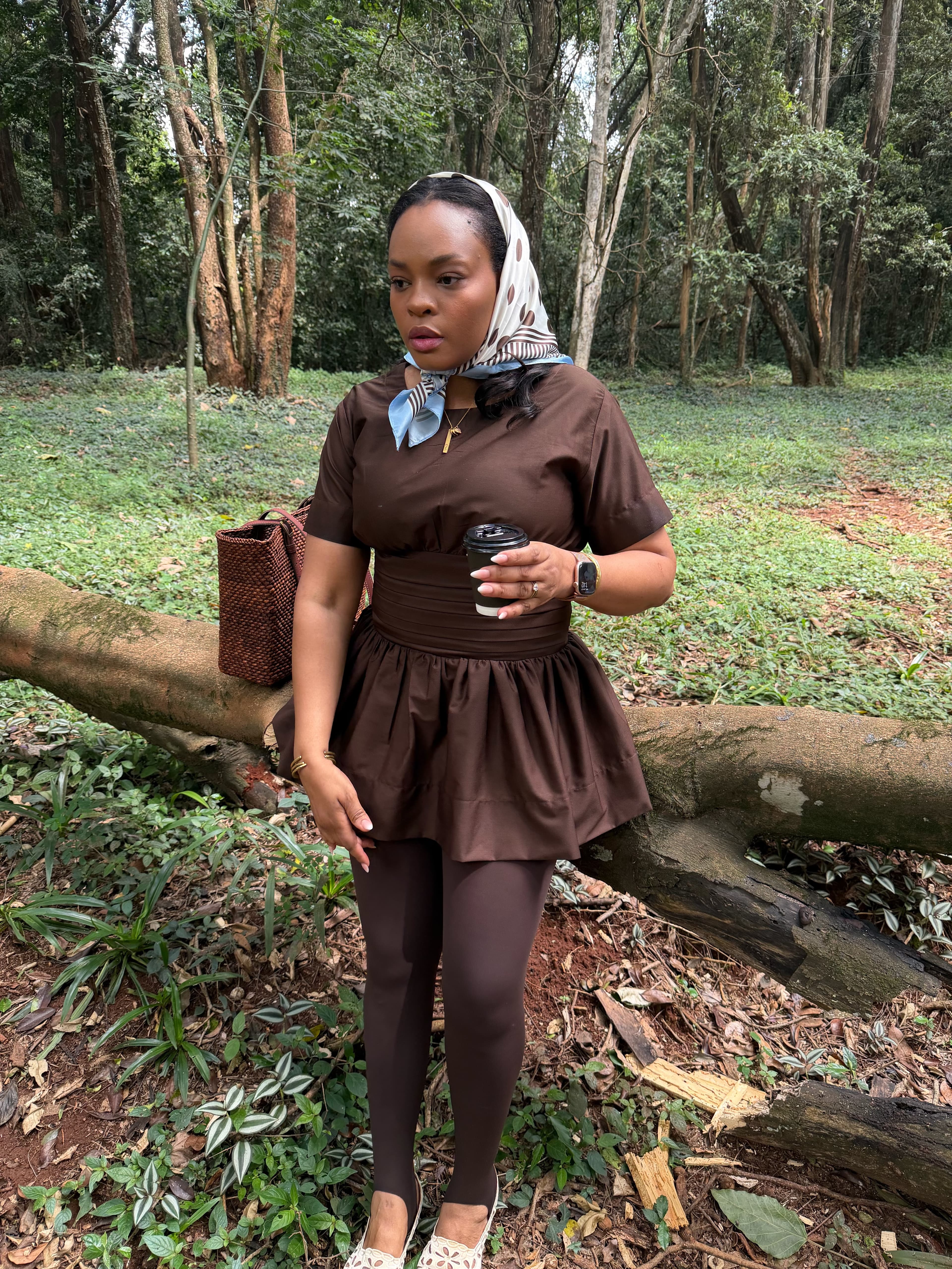Lulu Peplum Top — Brown 6