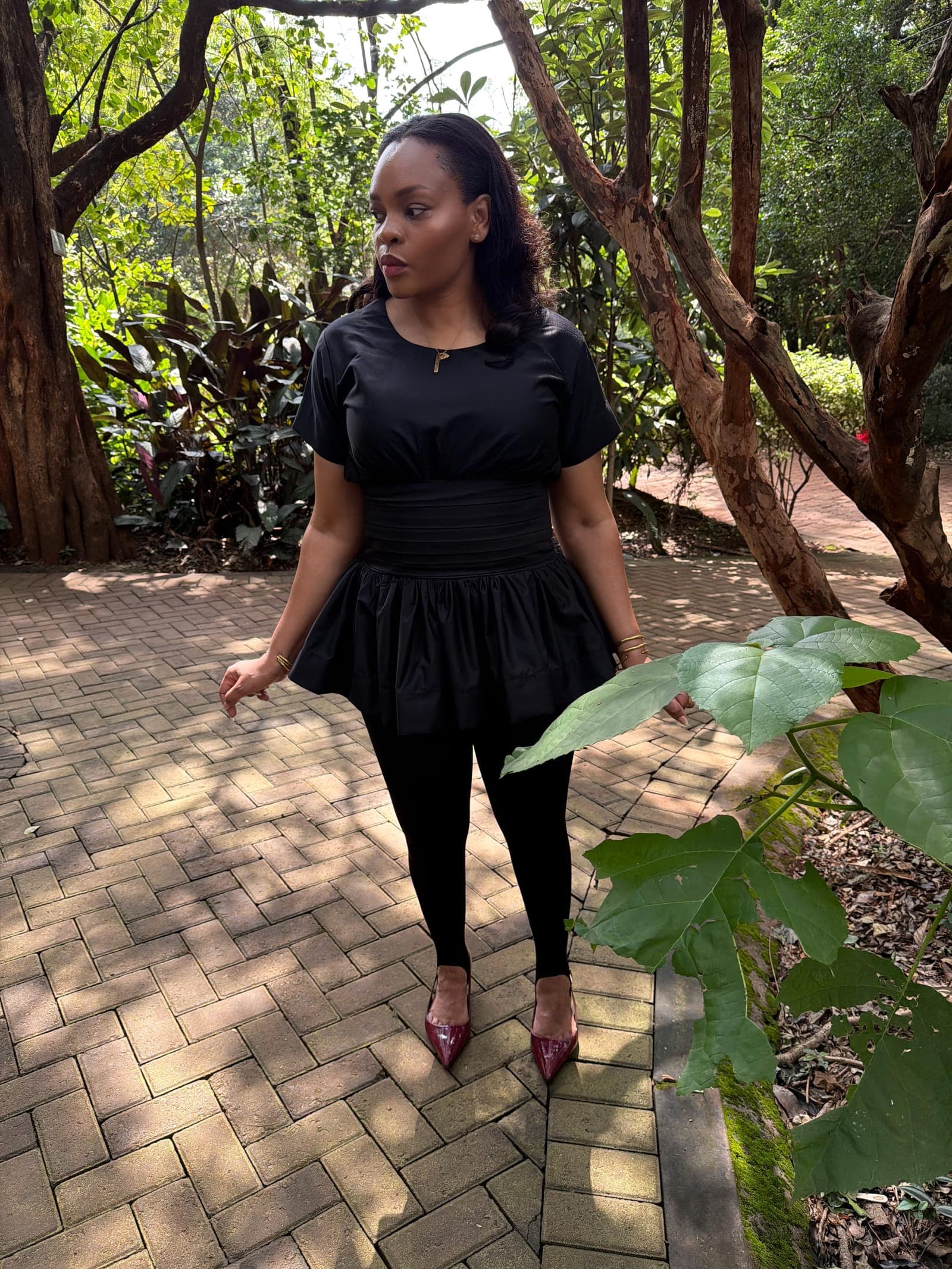 Lulu Peplum Top — Black
