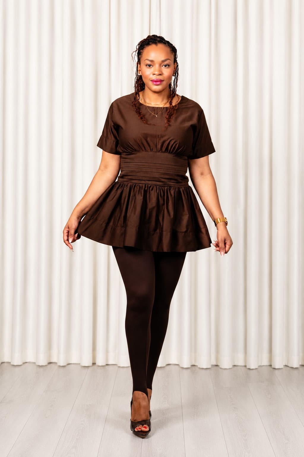 Lulu Peplum Top | Brown