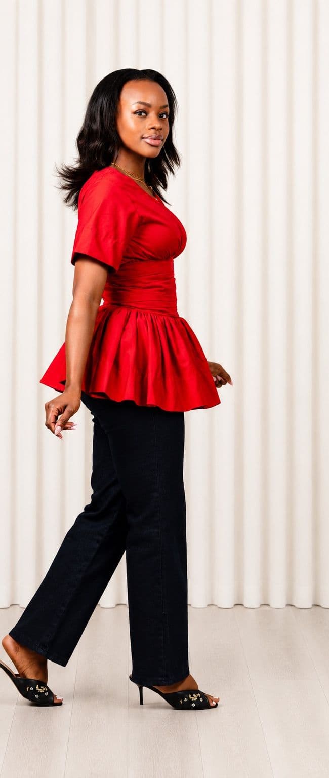 Lulu Peplum Top | Red